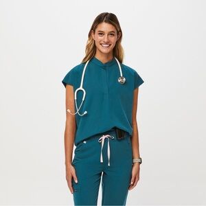 Popular FIGS Rare: Caribbean Blue Rafaela Scrub Top -S